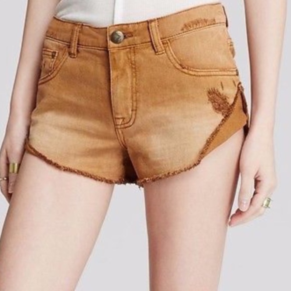 SALE Free People Cuffed Distressed Brown Shorts